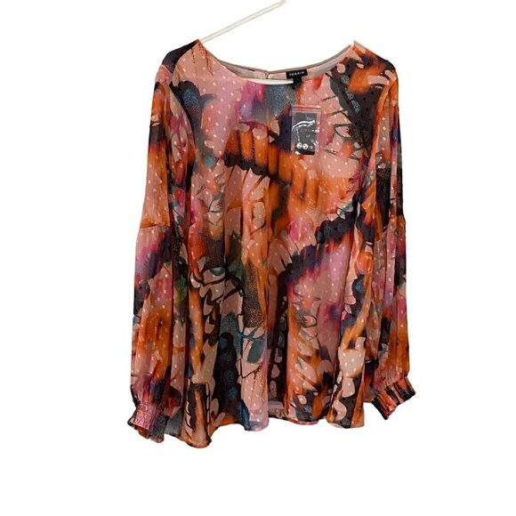 NWT Torrid Women's Long Sleeve Chiffon Clip Dot Blousson Sleeve Blouse - 2XL - Picture 1 of 13